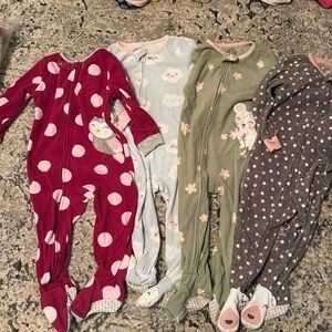 Set of 4 - Carter’s Fleece Footed Pajamas - 24 M